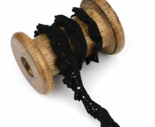 1 Meter Baumwollspitze - Elastisch - Spitzenband - Uni - 19mm - Schwarz