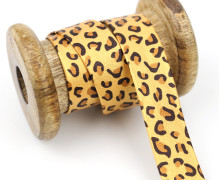 1 Meter Zierband - Dekoband - Kunstleder - 20mm - Leopardenmuster - Gold