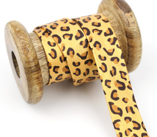 1 Meter Zierband - Dekoband - Kunstleder - 20mm - Leopardenmuster - Gold