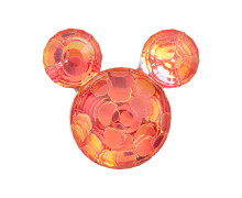 1 Polyesterknopf - 20mm - Öse - Kinder - Maus - Kristalloptik - Pink Transparent