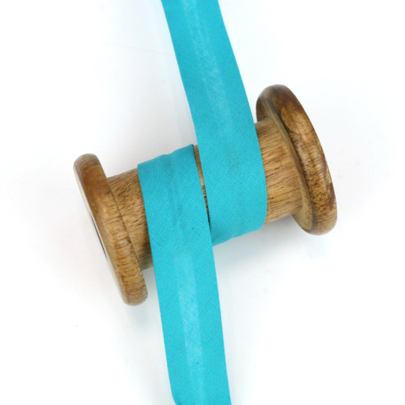 3 Meter Schrägband - Baumwolle - Türkis - Uni - 2cm x 3m - Zugeschnitten