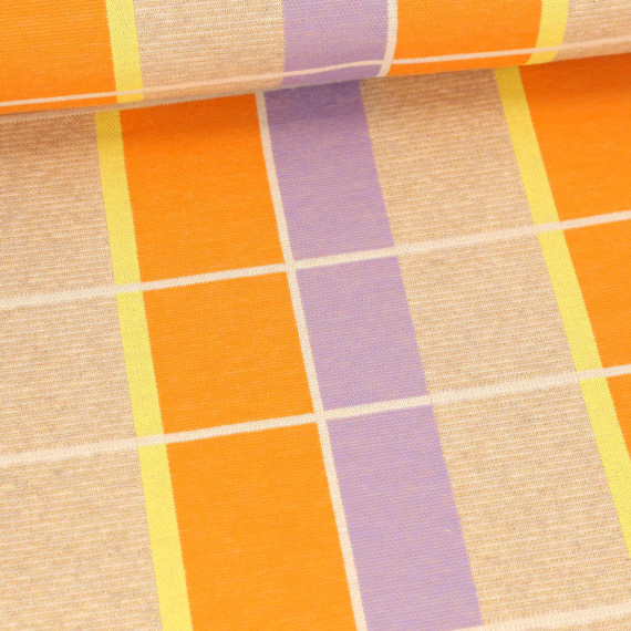 Bio-Jacquard - 5 Farb Spezial Jacquard Jersey - Suncheck - Gleam - Flieder - Hamburger Liebe