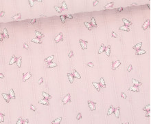 Baumwolle - Webware - Voile - Butterfly - Eingewebte Streifen - Altrosa