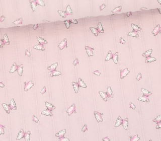 Baumwolle - Webware - Voile - Butterfly - Eingewebte Streifen - Altrosa