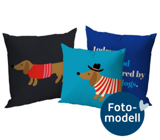 FOTOMODELL - Kissen-Set fertig genäht - Wiener Dogs - Blau - Hamburger Liebe - Velvet