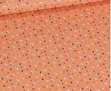 Baumwolle - Webware - Popeline - bedruckt - Mini Quadrate - Lachsorange