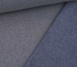 Kuschelsweat Light - Uni - Stahlblau Meliert - Sweat Angeraut 