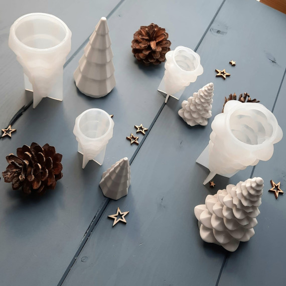 Silikon - Gießform - 2er Set - Weihnachten - Tannenbäume - Set Klein - vielfältig nutzbar