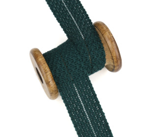 1 Meter Einfassband - Einfasstresse - Wolltresse - 32mm - Uni - Flaschengrün