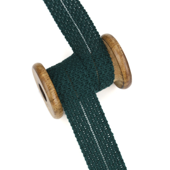 1 Meter Einfassband - Einfasstresse - Wolltresse - 32mm - Uni - Flaschengrün
