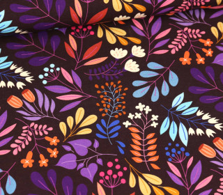 Bio-Sommersweat - French Terry - Leaves - Glossy - Dunkelbraun - Hamburger Liebe