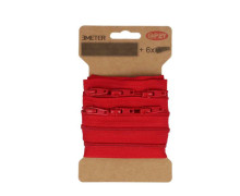 3m Endlosreißverschluss + Nicht teilbar - 6 eckige Zipper - Dunkelrot