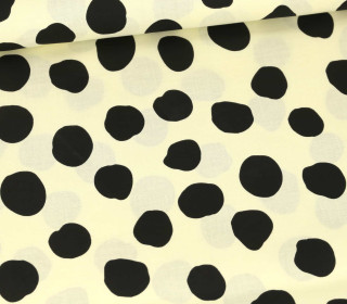 Beschichtete Baumwolle - Shapes - Dots - Warmweiß/Schwarz