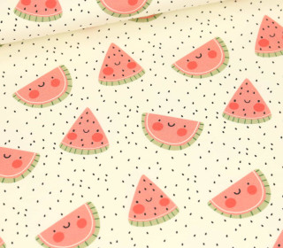 Sommersweat - Cute Fruits - Wassermelonen - Ecru - Bio Qualität - abby and me