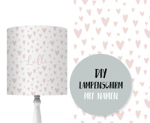 DIY Lampenschirm - Herzchen - Weiß/Rosa - Set - personalisierbar - zum Selbermachen