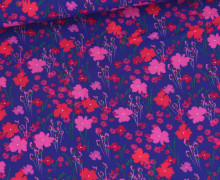Lenzing Ecovero - Viskose - Blusenstoff - Flower Love - Cobaltblau