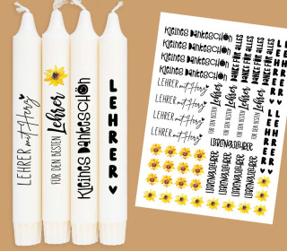 DIN A4 - Tattoofolie - Lehrer mit Herz - für Kerzen / Keramik