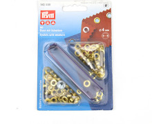 50 Ösen mit Scheiben - Eyelets - Gold - 4mm.