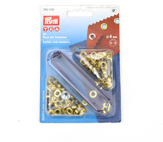 50 Ösen mit Scheiben - Eyelets - Gold - 4mm.