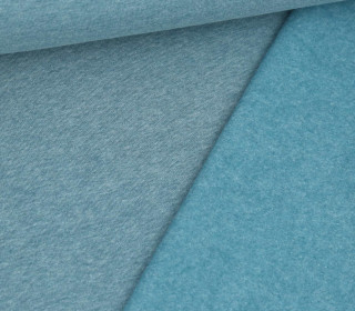 Kuschelsweat Light - Uni - Petrol Meliert - Sweat Angeraut