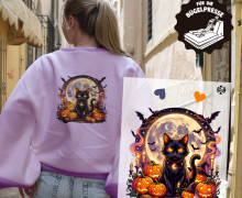 Onkel Bo's Bügelbilder - DIN A4 - Black cat / Moon - Halloween - BIG
