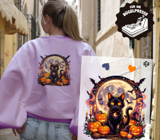 Onkel Bo's Bügelbilder - DIN A4 - Black cat / Moon - Halloween - BIG