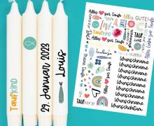 DIN A4 - Tattoofolie - Taufe - Bunt - für Kerzen / Keramik