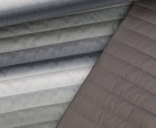 Steppstoff - Stepper - Leicht Glänzend - Wattiert - Querstreifen - Farbverlauf - Grau/Taupe Dunkel