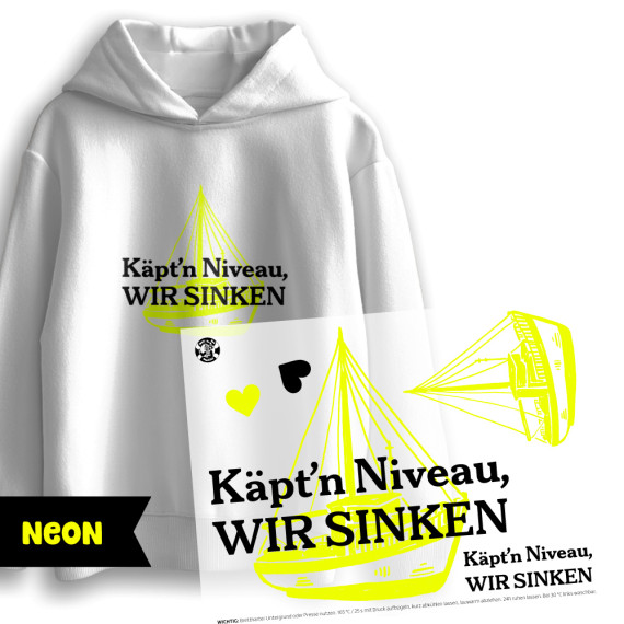 Onkel Bo's Neon Bügelbilder - DIN A4 - Käpt'n Niveau wir sinken