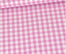 Baumwolle Webware - Check - Kariert Groß - Weiß/Rosa