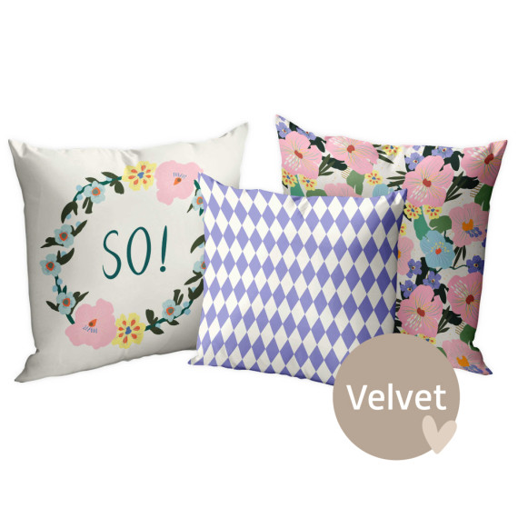 Kissenstoff - DIY - Kissen-Set - Abstract Flowers - Velvet -  Irene Pacha - abby and amy