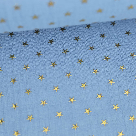 Blauer Stoff Mit Goldenen Sternen Baumwolle Blauer Stoff Mit