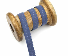1m elastisches Schrägband  - Bogenkante - 12mm - Taubenblau