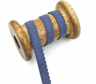 1m elastisches Schrägband  - Bogenkante - 12mm - Taubenblau