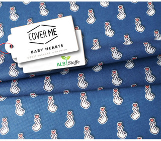 HeiQ Viroblock Filtervlies - COVER ME - FFP2 Cover - Hamburger Liebe - Baby Hearts - Dunkelblau