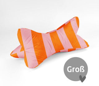DIY-Nähset - Leseknochen - Groß - Just Stripes! - Orange/Babyrosa - Velvet - abby and amy