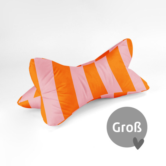 DIY-Nähset - Leseknochen - Groß - Just Stripes! - Orange/Babyrosa - Velvet - abby and amy