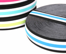 1 Meter Gummiband - 30mm - Five Stripes - Schwarz/Blau