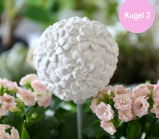 Silikon - Gießform - Blütenkugel - Dekokugel mit 3D Blütenmuster - Gartenstecker - Kugel 3 - vielfältig nutzbar