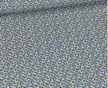 Baumwolle - Webware - Vintage - Mini-Kirschen - Ecru/Jeansblau