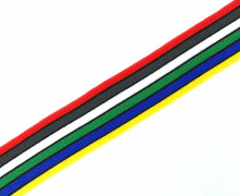 1 Meter Zierband - Dekoband - 30mm - Streifen - Bi-Elastisch - Rot/Taupe/Weiß/Grün/Blau/Gelb