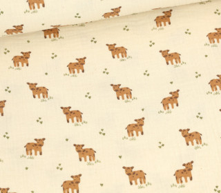 Bio Musselin - Muslin - Organic Cotton - Double Gauze - Natural - Cows - Ecru