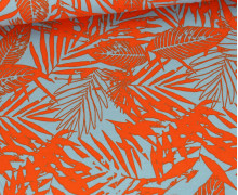 Viskose Jersey - Bedruckt - Abstrakte Palmenblätter - Graublau