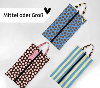 DIY-Nähset - 3 Schuhbeutel - Dots and Stripes - GRÖSSENAUSWAHL - Outdoorstoff - abby and amy