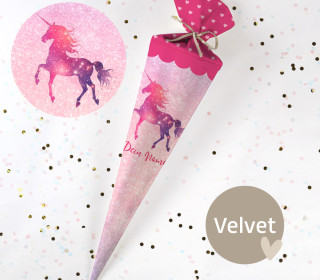 DIY-Nähset Schultüte - Glitter Unicorn - Pink - Velvet - zum selber Nähen