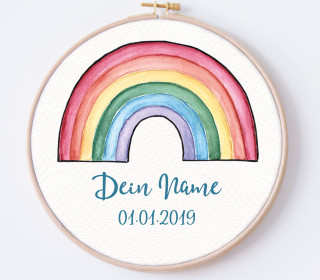 DIY Stickrahmen - Regenbogen Laya - personalisiertes Stickrahmen Bild - bunt - Theresia Haussner - TheO - zum Selbermachen