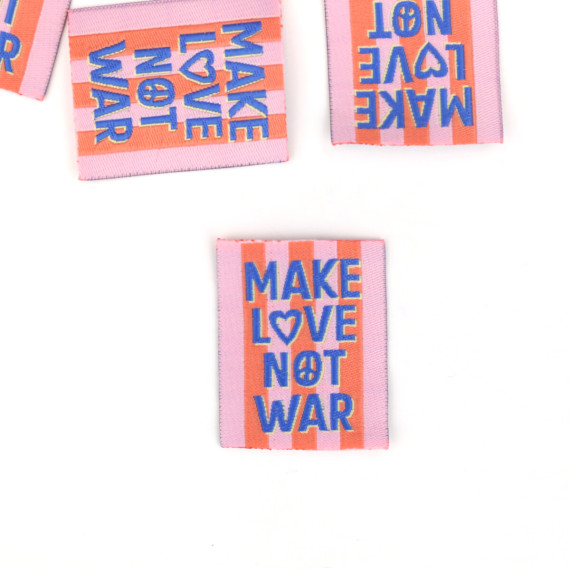 1 Label - MAKE LOVE NOT WAR - Streifen - Blassrosa/Lachsorange - Lausemia Design Studio