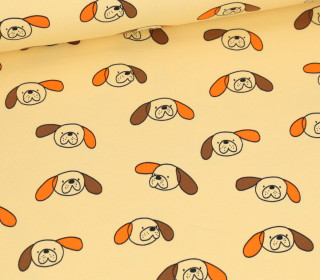 Leichter Bio Sommersweat - French Terry - JENNIFER BOURON - Funny Dogs - Beigegelb