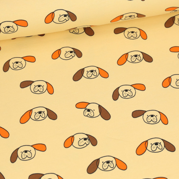 Leichter Bio Sommersweat - French Terry - JENNIFER BOURON - Funny Dogs - Beigegelb