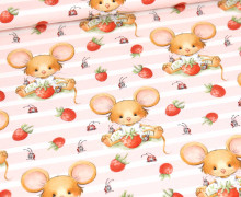 Jersey - Maus Malea - Babyrosa Streifen - Weiß - Bio-Qualität - abby and me